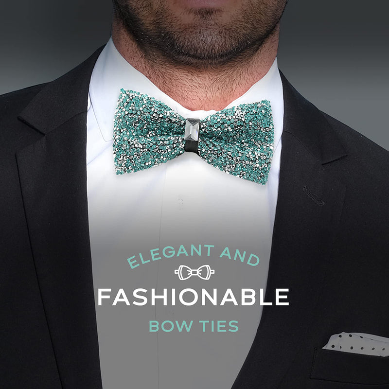 Rhinestone Green Bow Ties for Men with Adjustable Length