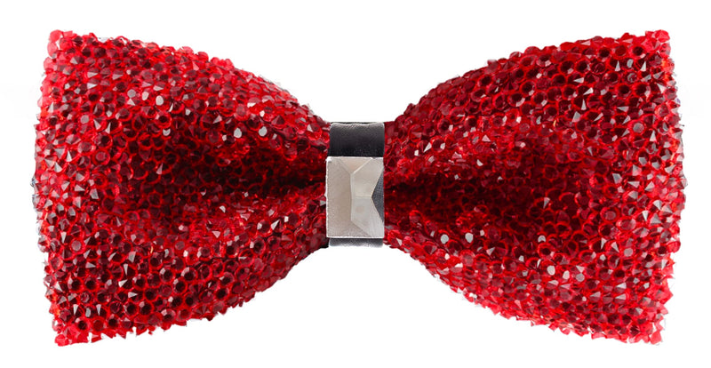 Rhinestone Red Bow Ties for Men with Adjustable Length