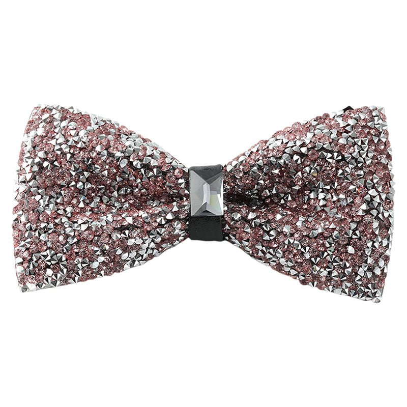 Rhinestone Pink Bow Ties for Men with Adjustable Length