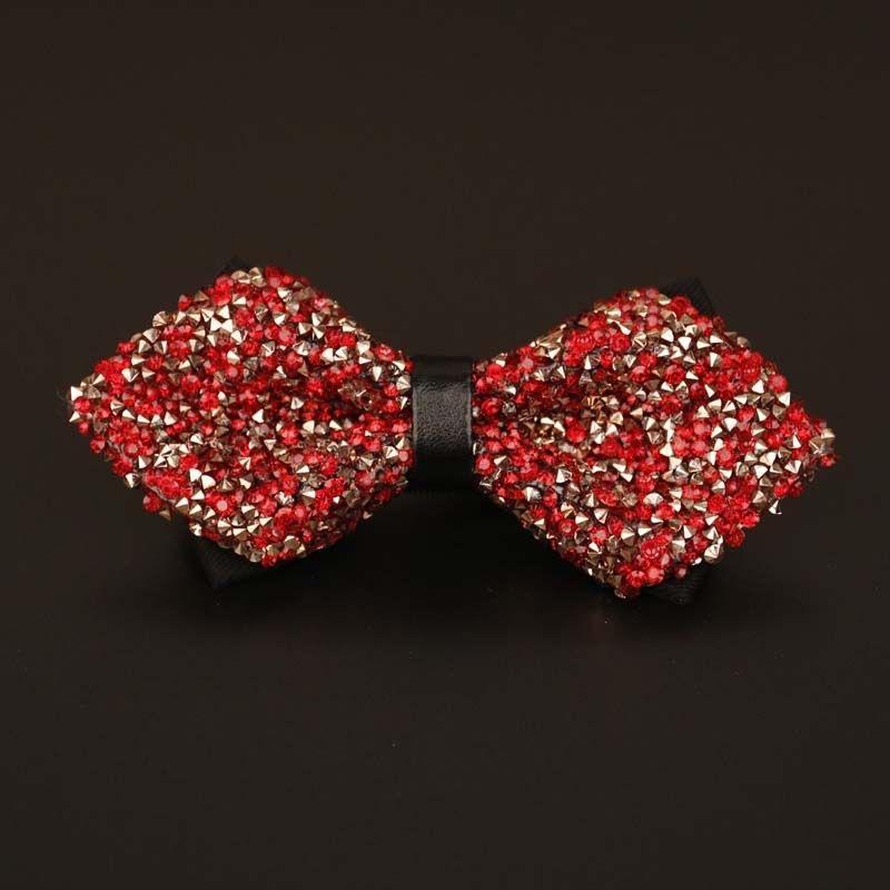 Rhinestone Red Bow Ties for Men with Adjustable Length