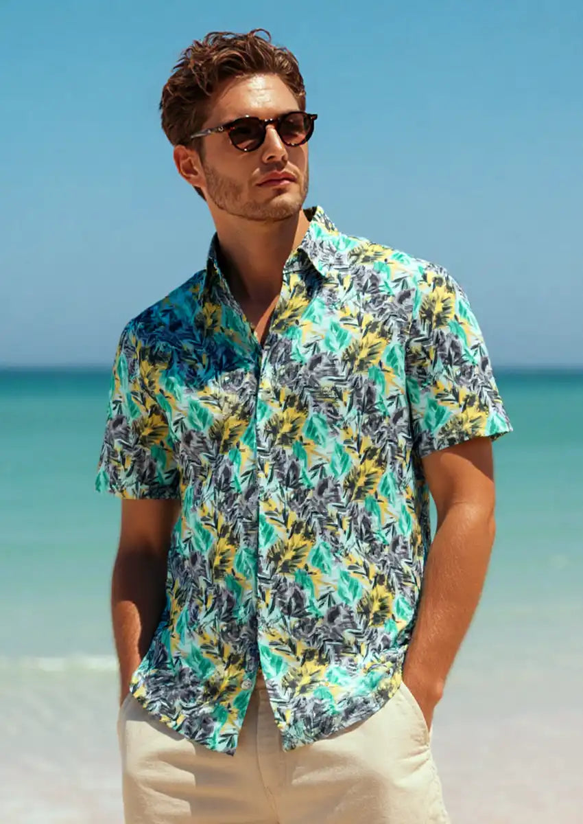 hawaiian dress shirt mens Men's Aloha Shirt Ocean Kalo 2XL