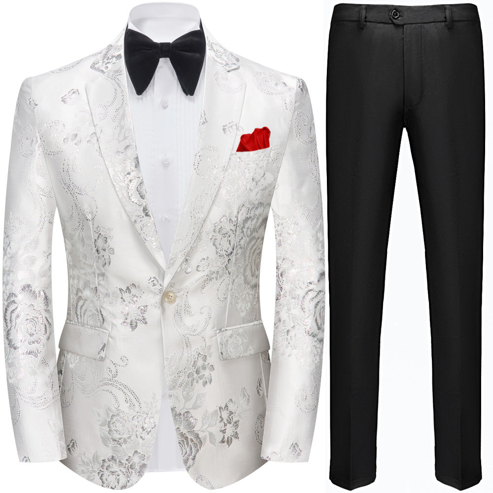 Men'S Silver - Black Four Butoon Cuff Shawl Lapel Tuxedo main image 1