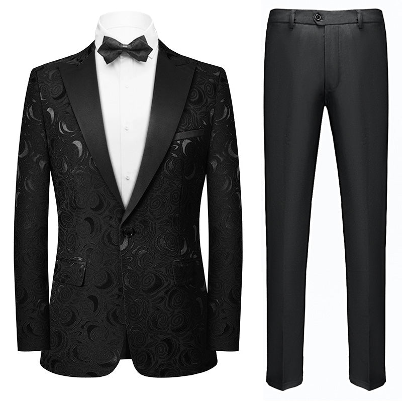 Mens Black and White Polka Dot Prom Tuxedo with Roses Package w/ Matching Pants and Bowtie main image 0