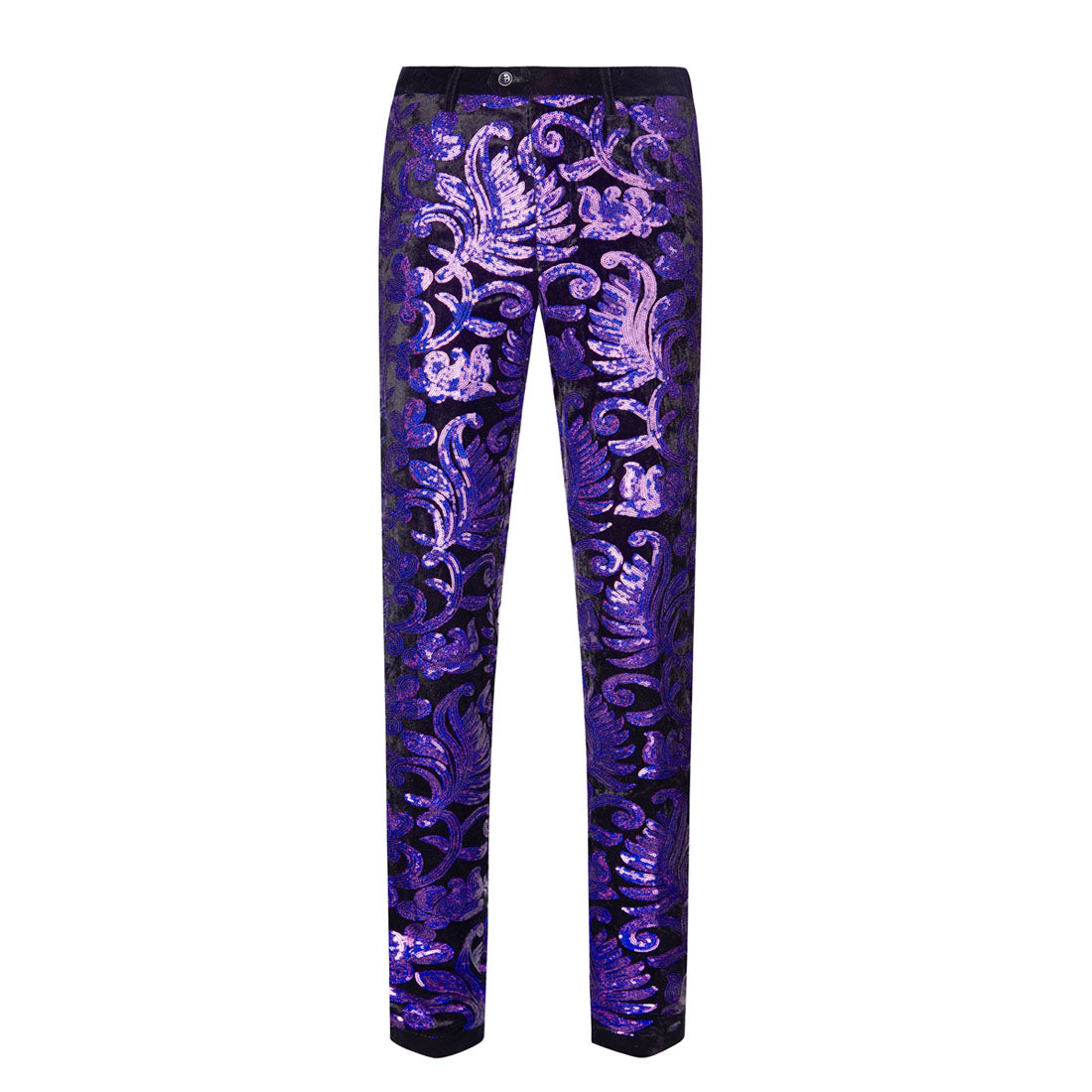 Men's Shiny Luxury Embroidery Pants Purple Men's Shiny Luxury Embroidery Pants Purple