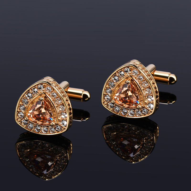 Triangular Gold and Diamond Cufflinks - www.tuxedoaction.com
