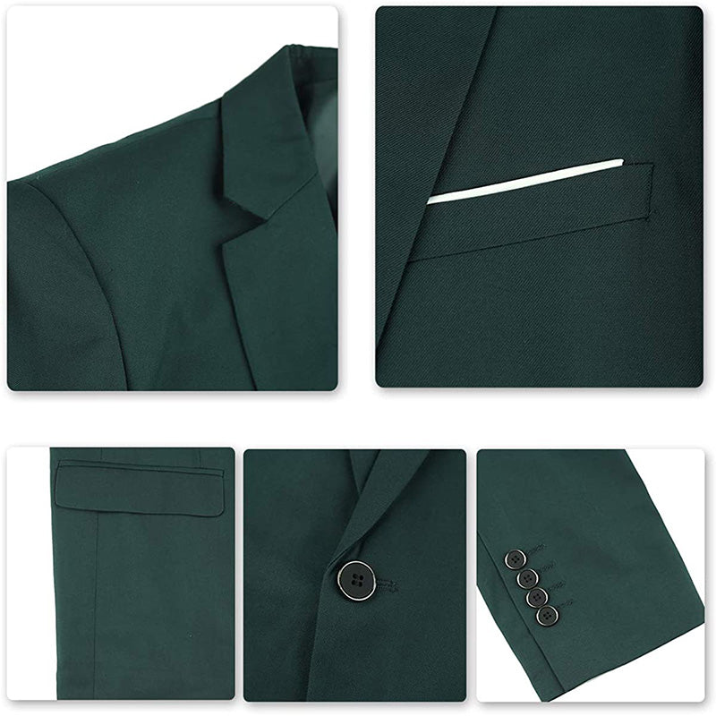 Men's 3-Piece Dark Green Suit Stylish One Button