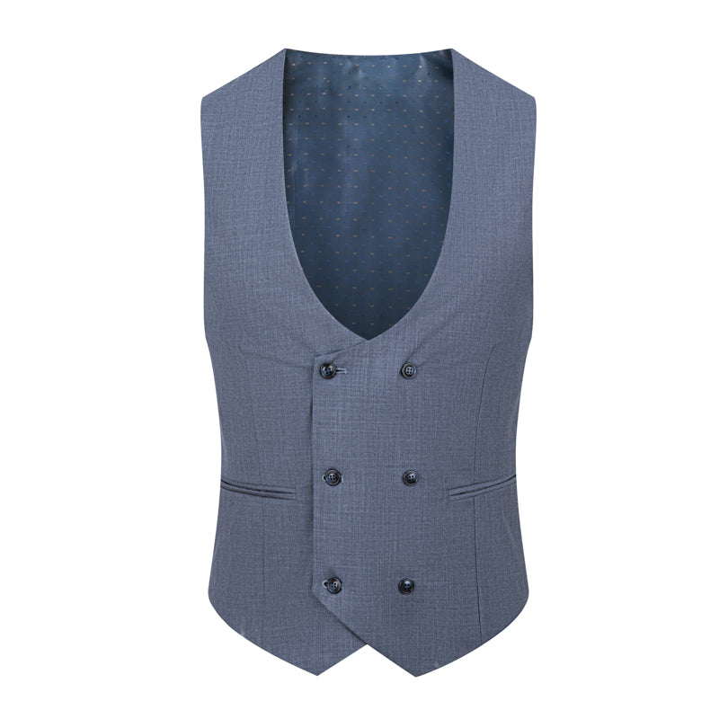 Plaid Greyish Blue Suit Vest