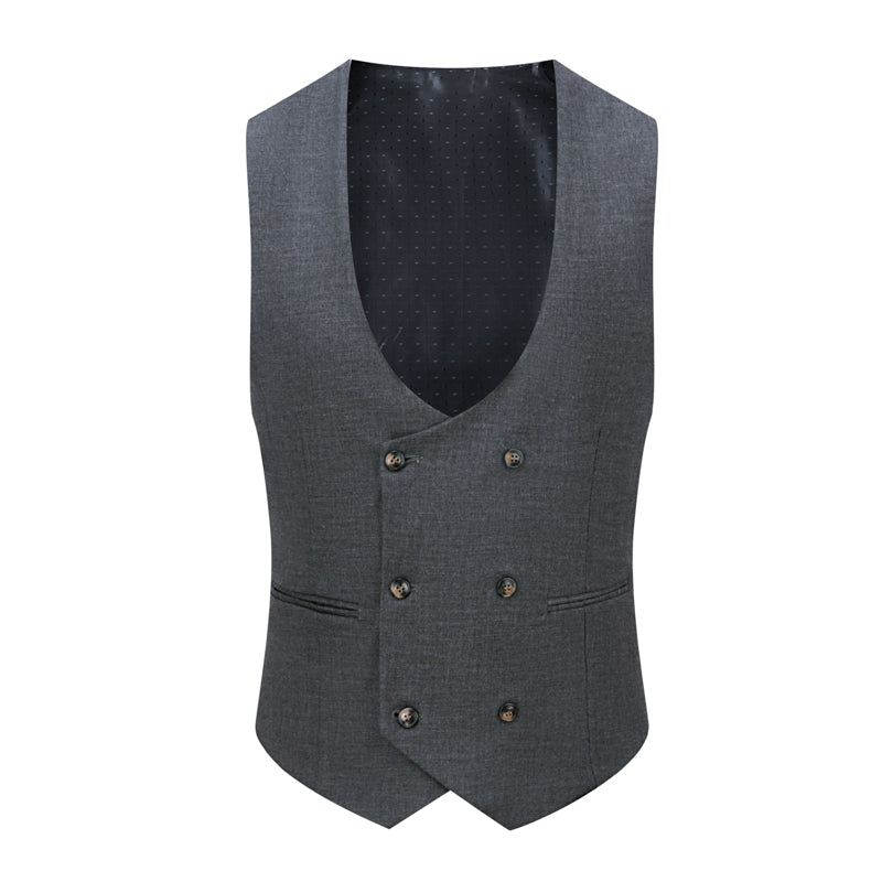 Men's 3-Piece One Button Fashionable Plaid Grey Suit