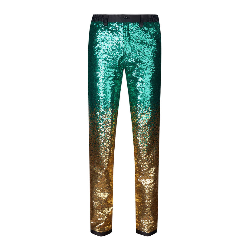 【Combination Special】Men's Shiny Luxury Embroidery Pants Gold Green