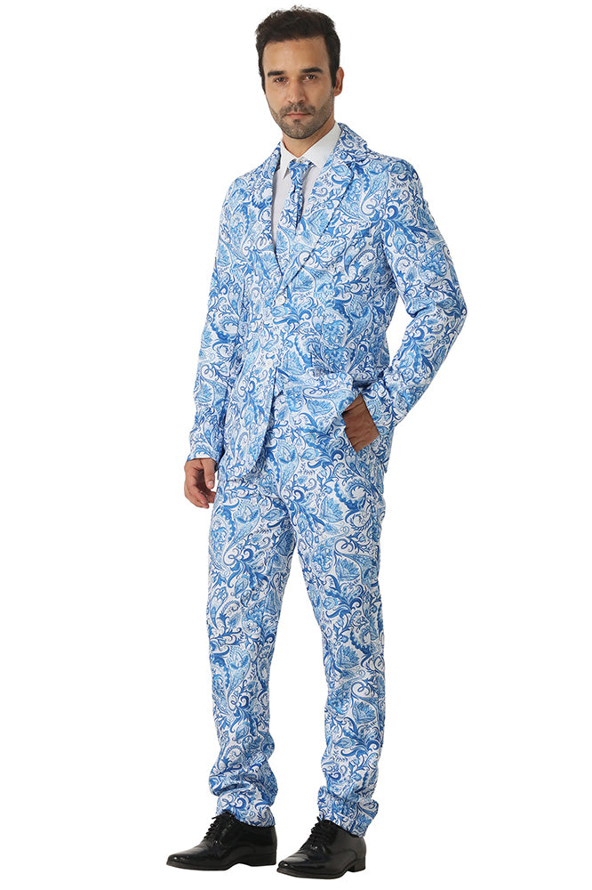 White and Blue Paisley Suit - 2