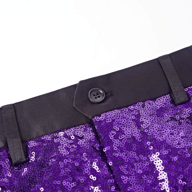 【Combination Special】Men's Shiny Luxury Embroidery Pants Black Purple