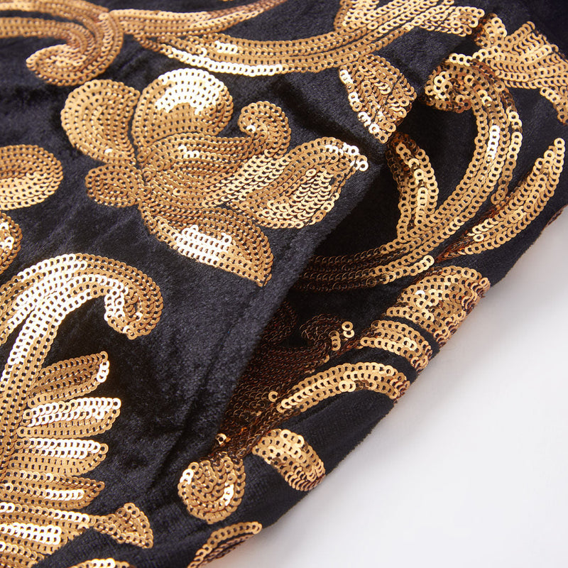 【Combination Special 】Men's Shiny Luxury Embroidery Pants Gold