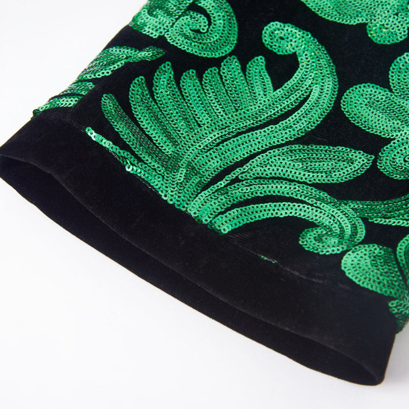 【Combination Special 】Men's Shiny Luxury Embroidery Pants Green