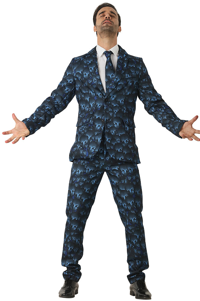 Blue Skull Print Suit - 2