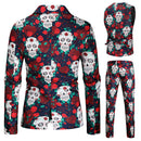Traje de festival de música para hombre con estampado de calaveras vibrantes