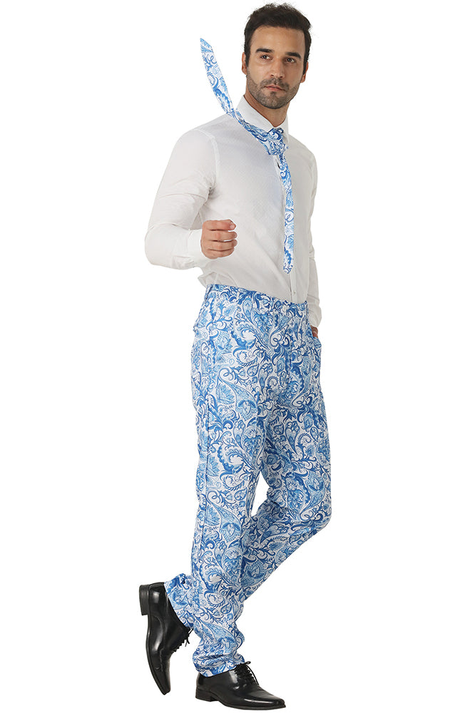White and Blue Paisley Suit - 3