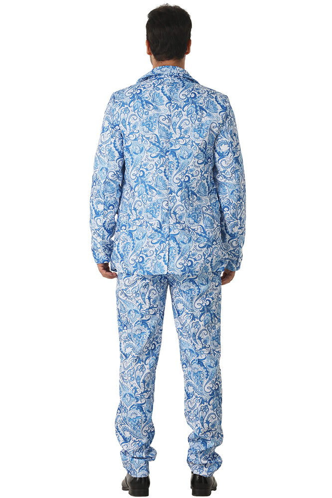 White and Blue Paisley Suit back
