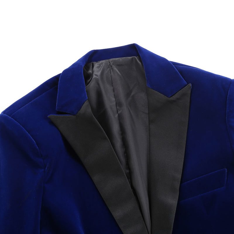 Men's 2-Piece Peak Lapel Royal Blue Velvet Tuxedo