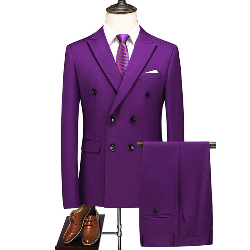 Men’s 3-Piece Double-breasted Classic Purple Suit