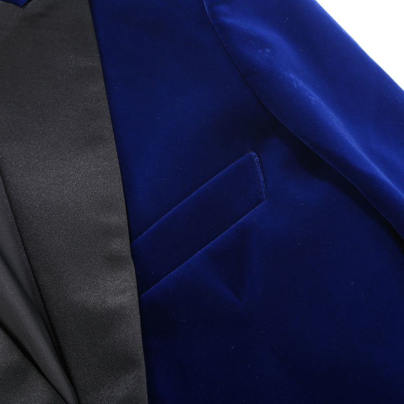 Men's 2-Piece Peak Lapel Royal Blue Velvet Tuxedo