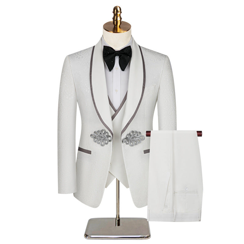 Floral Jacquard White Tuxedo