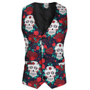 Traje de festival de música para hombre con estampado de calaveras vibrantes