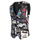 Traje casual de 3 piezas con estampado de grafiti y retrato de moda para hombre