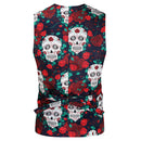 Traje de festival de música para hombre con estampado de calaveras vibrantes