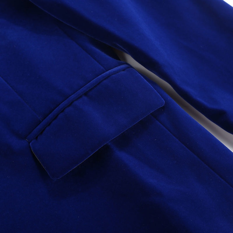 Men's 2-Piece Peak Lapel Royal Blue Velvet Tuxedo