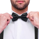 Men's Classic Black Bow Tie & Suspenders Set