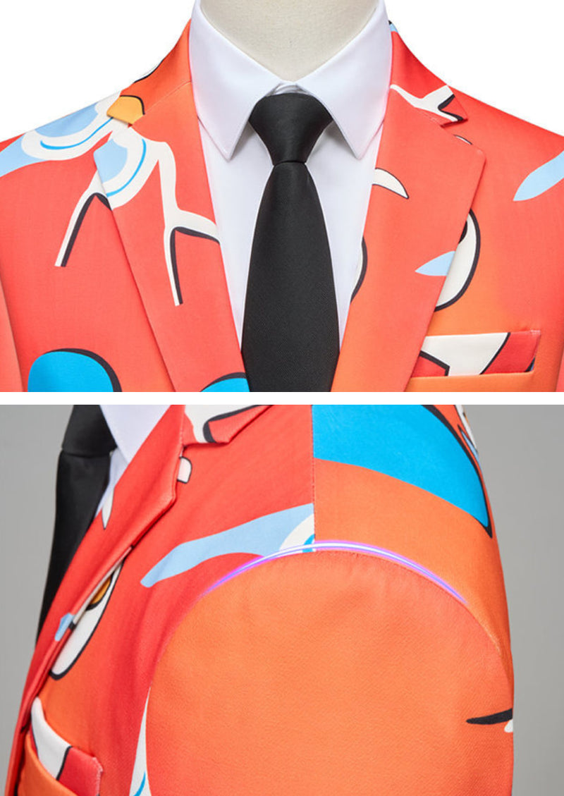 Men’s Abstract Print Two-Piece Stage Performance Suit