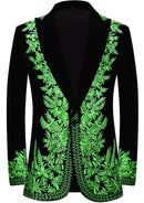 Green Embroidery Black Velvet Tuxedo