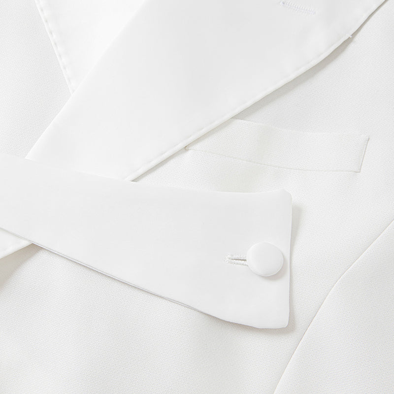 Men's 2-Piece Pure White Double-Breasted Suit Wedding Tuxedo