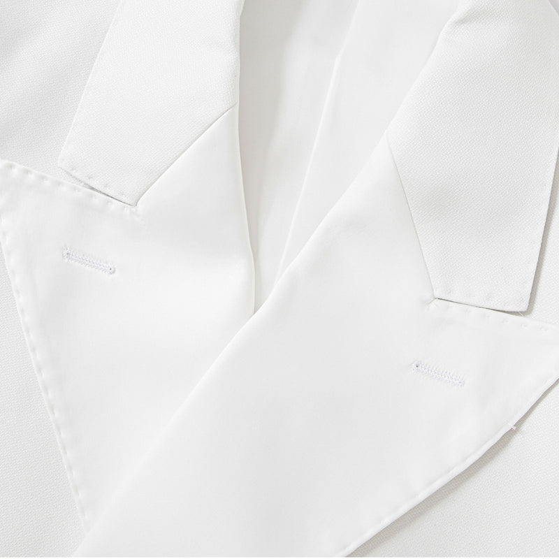 Men's 2-Piece Pure White Double-Breasted Suit Wedding Tuxedo