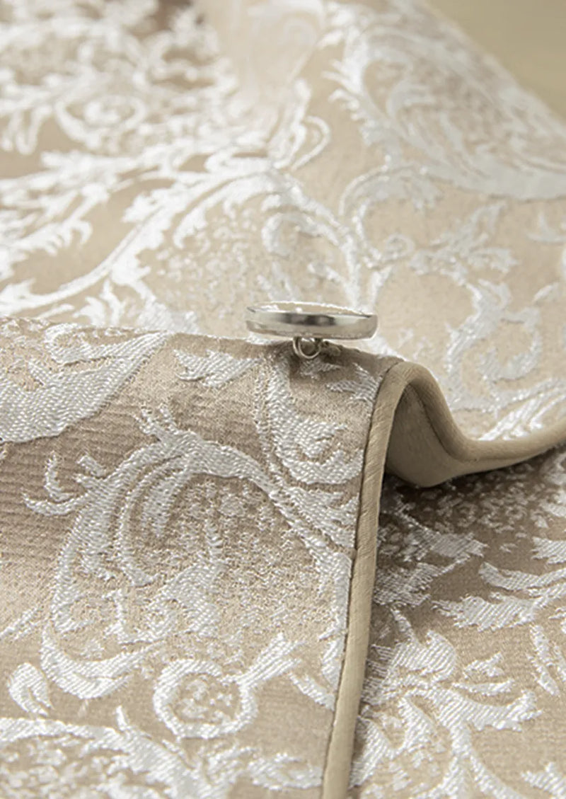 Costume de mariage 3 pièces pour homme en jacquard damassé champagne
