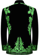 Green Embroidery Black Velvet Tuxedo