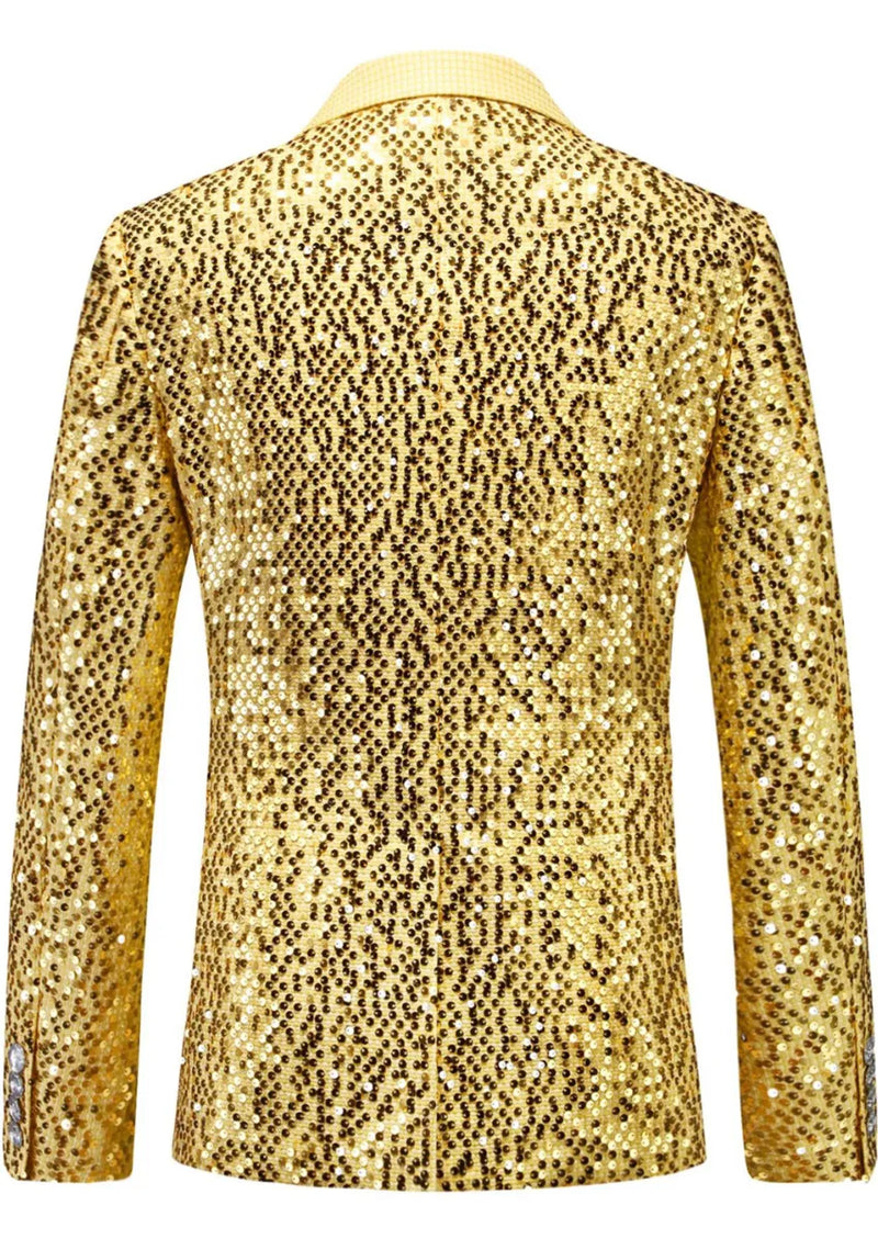 Men's Metallic Sequin Gold Suit Jacket
