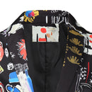 Traje casual de 3 piezas con estampado de grafiti y retrato de moda para hombre
