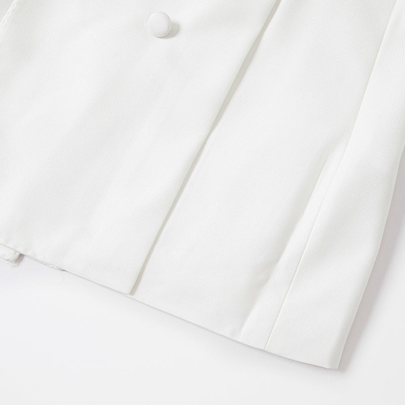 Men's 2-Piece Pure White Double-Breasted Suit Wedding Tuxedo