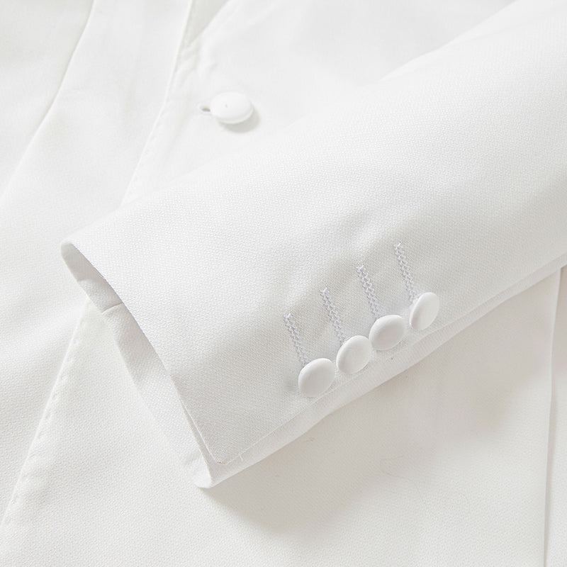 Men's 2-Piece Pure White Double-Breasted Suit Wedding Tuxedo