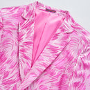 Chaqueta de esmoquin de jacquard con plumas rosadas para hombre