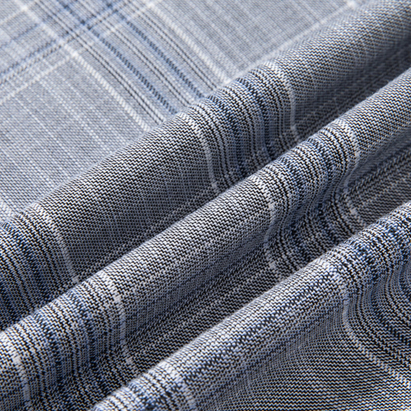 Plaid Greyish Blue Suit Fabric
