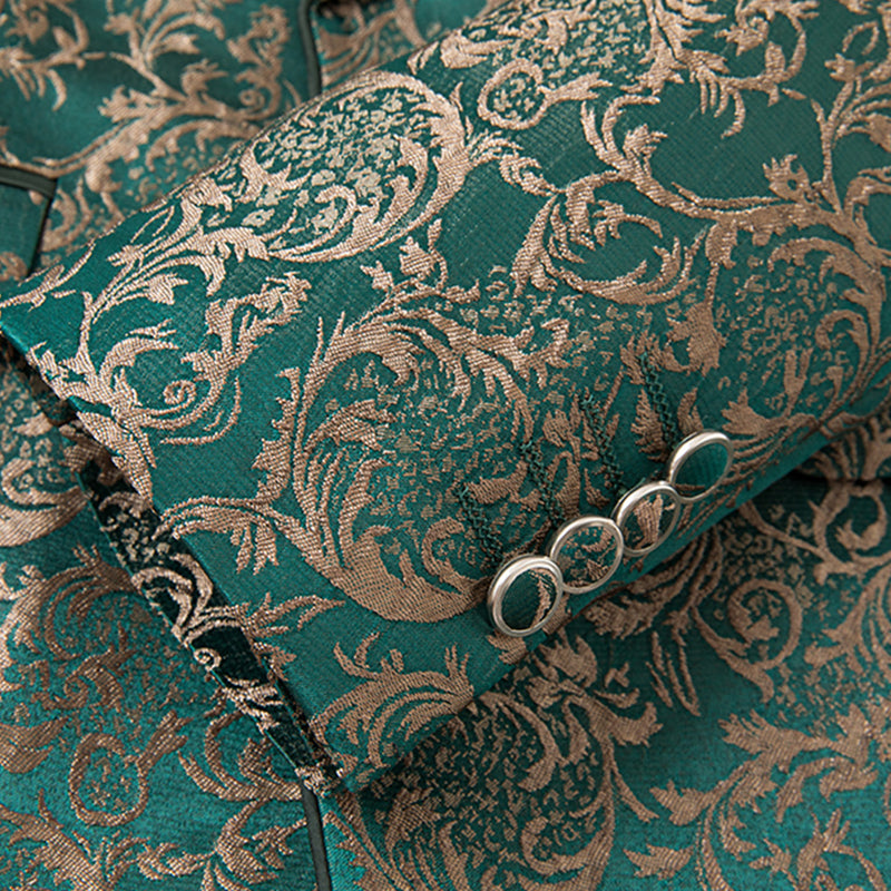 Gold Damask Green Suit details - 2