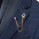 Plaid Navy Suit details - 2