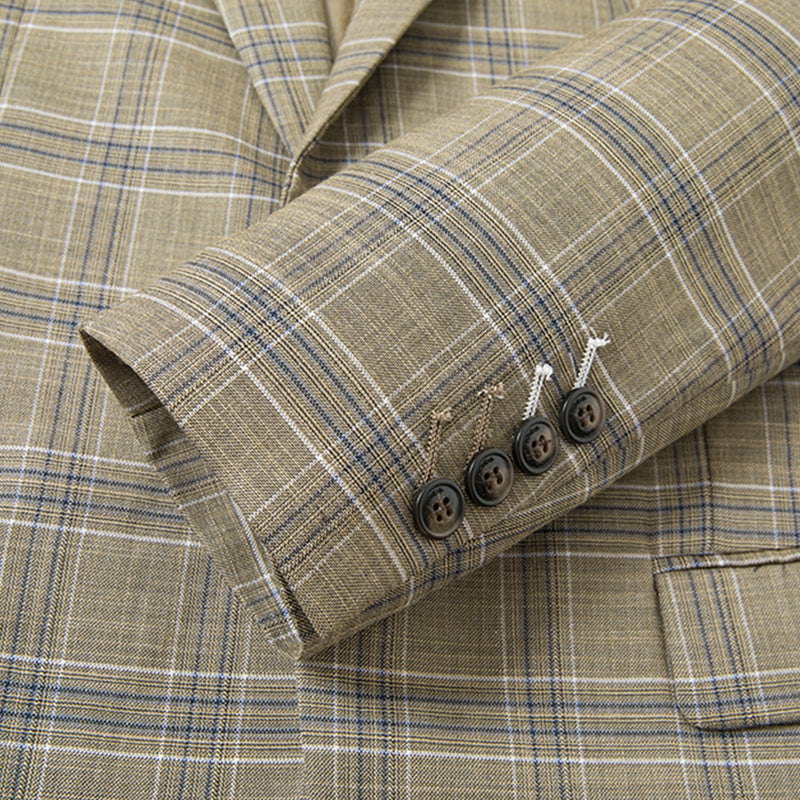 Plaid Brown Suit details - 4