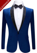 Men's Classic Velvet Closure Collar Royal Blue Tuxedo Jacket