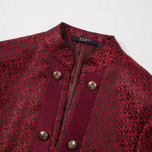 Burgundy Paisley Fitted Party Suit - 2