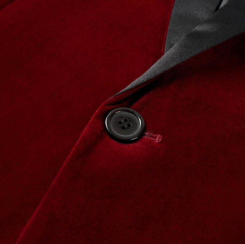 Men's 2-Piece Peak Lapel Burgundy Velvet Tuxedo