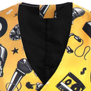 Costume de festival de musique tendance pour homme, jaune vif, à motifs de crânes