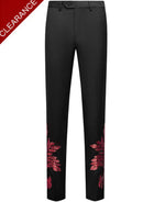 Men's Sequin Red Leaves Embroidery Pants